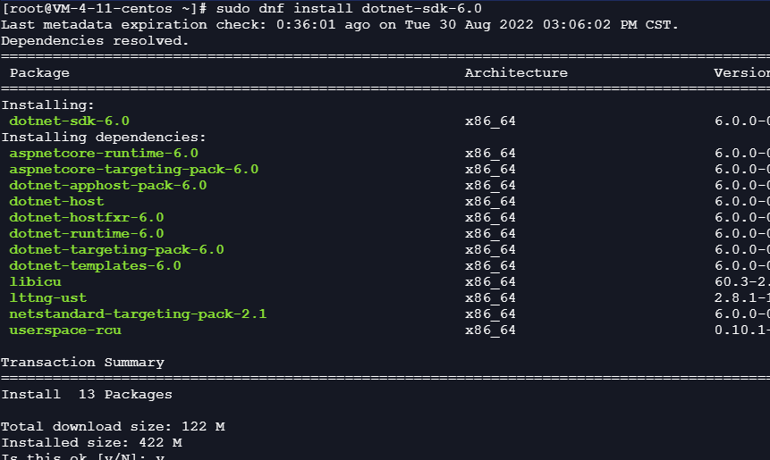 CentOS 8.2 安装aspnetcore-runtime-6.0